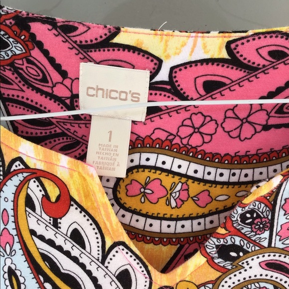 Woman top Chico’s top medium size 8 in ladies beautiful spring colors - Picture 11 of 16